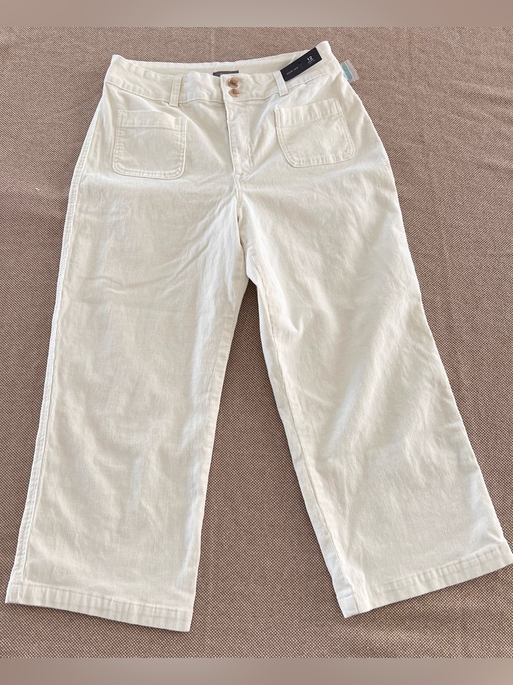 Maurices Cream Wide-Leg Corduroy High Rise Pants Size 12 Short NWT